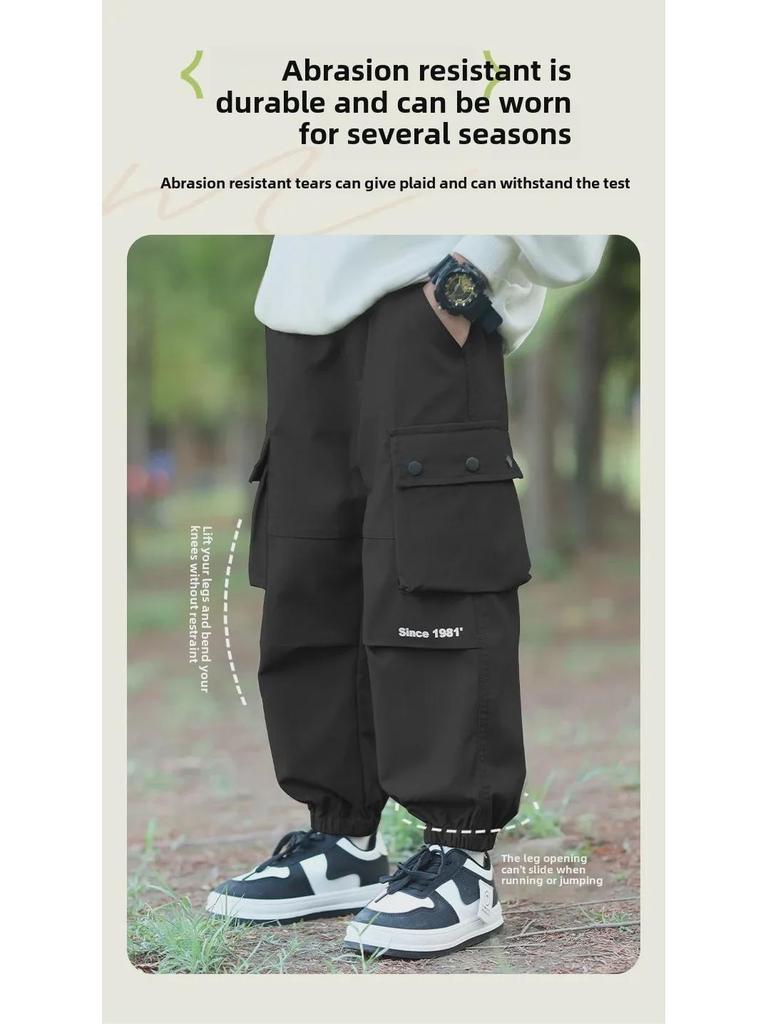 Ветрозащитные водонепроницаемые брюки для мальчиков: Модные бархатные рабочие брюки осень/зима 2024 года