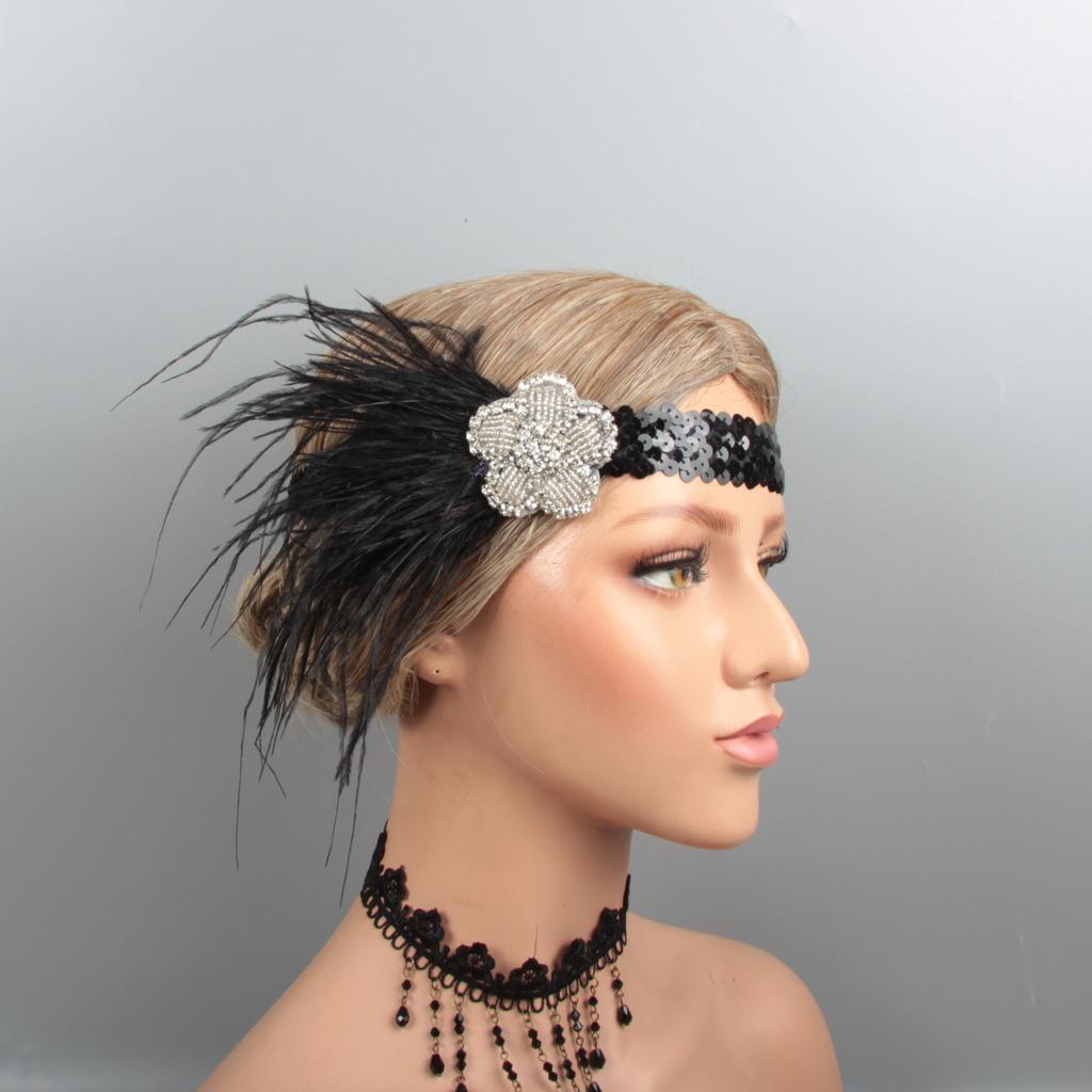 Ebay Страусиные перья повязка на голову, маскарадный головной убор Гэтсби повязка на голову Hd21