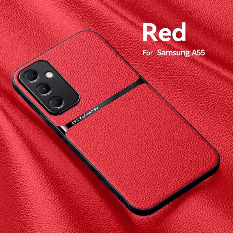 Для Samsung Galaxy A55 5G чехол кожаный магнитный автомобильный чехол-держатель для телефона Samsung A55 a55 A 55 5g силиконовый противоударный чехол