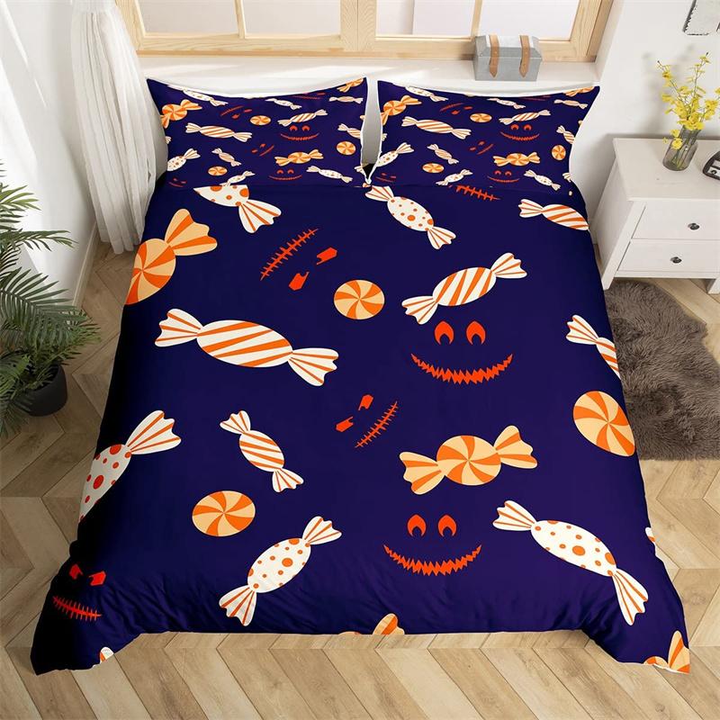 Halloween Duvet Cover Queen Boys Trick Or Treat Bedding Collection For Kids Teen Room Decor Microfiber Soft Sugar Skull Comforter Cover