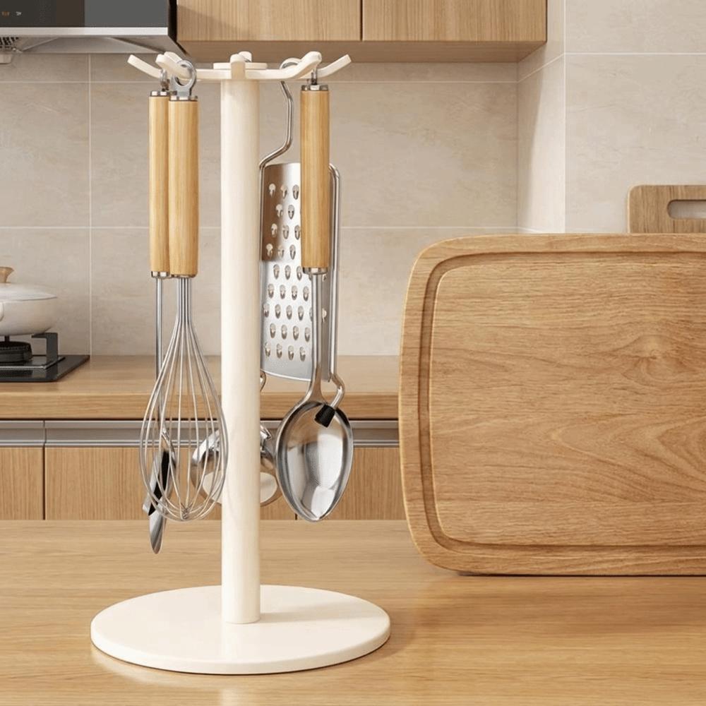 Space Saving Spatula Spoon Storage Rack Large Capacity Rotating Utensil Rack Countertop