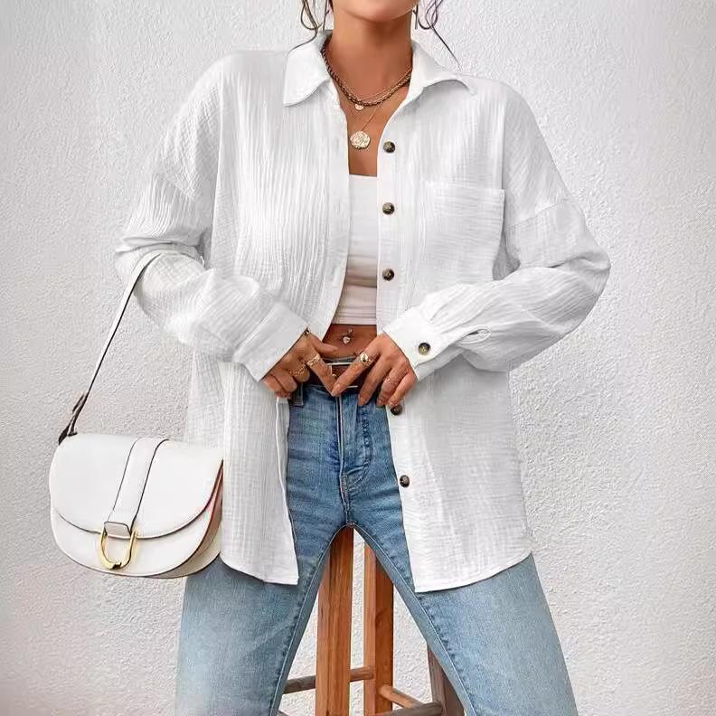 Solid Casual Loose Shirts for Women Autumn Vintage Women's Oversized Shirts and Blouses Fashion Elegant Youth Female Tops