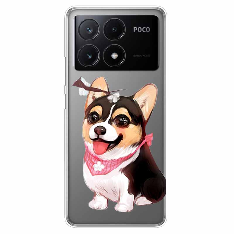 Чехол для Xiaomi Poco X6 Pro Прозрачный Милый Мягкий Силикон ТПУ Чехол для Poco X6 / X6 Pro 5G Чехол для Телефона X 6 X6Pro Прозрачные Чехлы