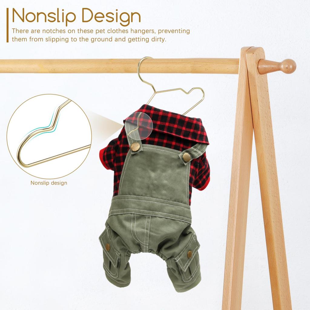 LIOOBO вешалка для домашних животных 20 см, детская вешалка, мини-вешалка для одежды, легкая, прочная, стильная, для хранения, для маленьких собак, кошек, набор из 10 штук, золотистая, нескользящая
