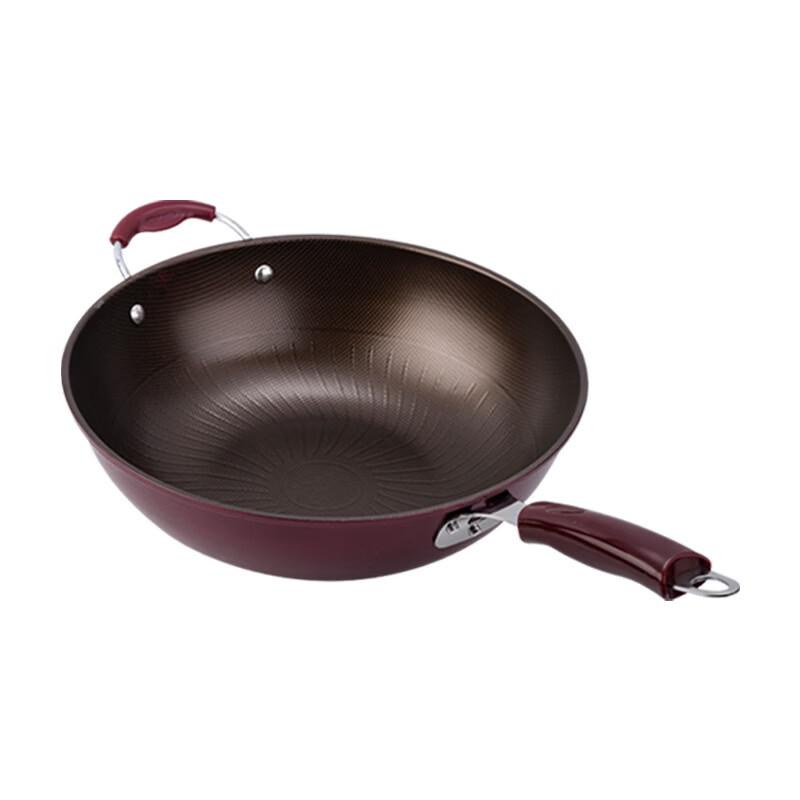 Zhi Shi 34cm Fine Iron Flat Bottom Wok with Lid