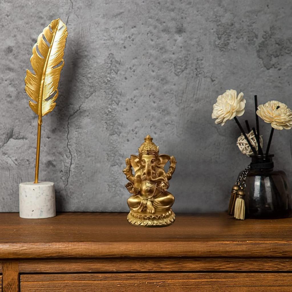 Ganesha God Indian God Gold Ganesha Elephant Object Interior Good Luck Money Luck Increase Business Prosperity Feng Shui Goods (B)
