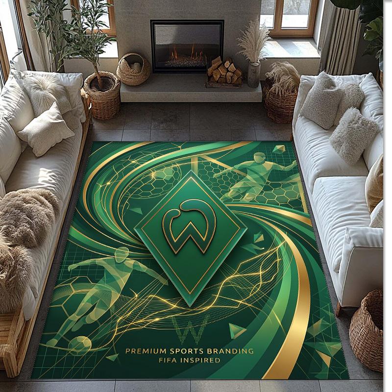 Werder Bremen Football Print Crystal Velvet Rug, Comfortable Water Absorbent Non Slip Indoor Floor Carpet