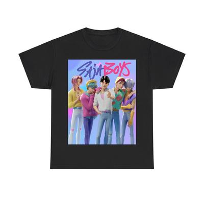 K-pop Охотники на демонов Saja Boys Футболки тай-дай Унисекс Футболка с круглым вырезом и коротким рукавом Подарок для фанатов