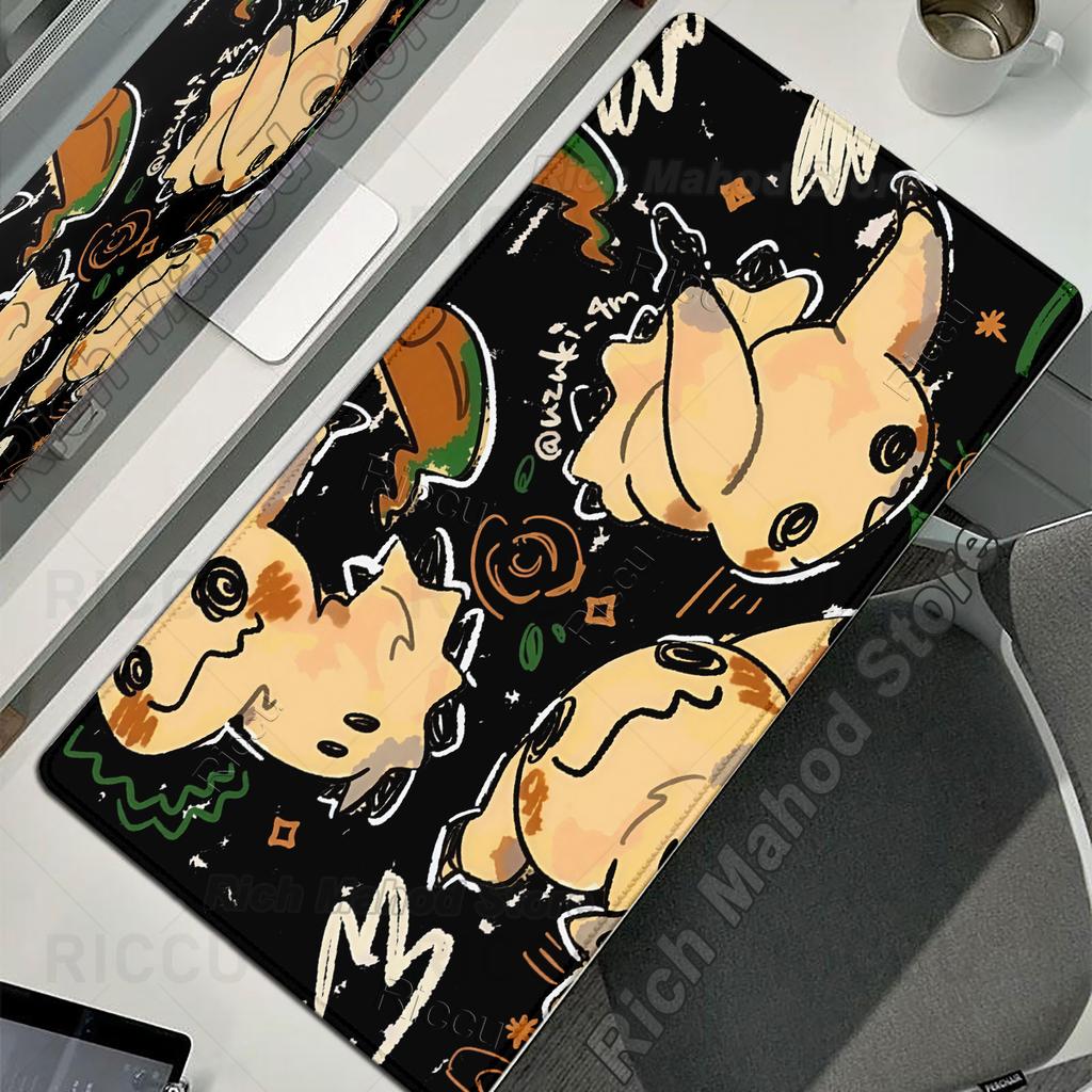 Gaming Mouse Pads Large Gamer Keyboard Pokemon Mimikyu Pattern Aesthetics Desk Mats Anime Gaming Non-slip PC Rubber Table Carpet
