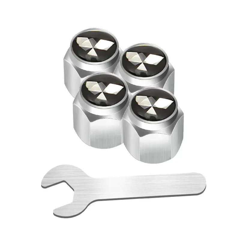 wzvc4 4pcs Alloy Car Tire Valve Caps Wheel Stem Air Covers for Mitsubishi Logo ASX Ralliart Outlander Lancer Pajero Eclipse Galant EVO