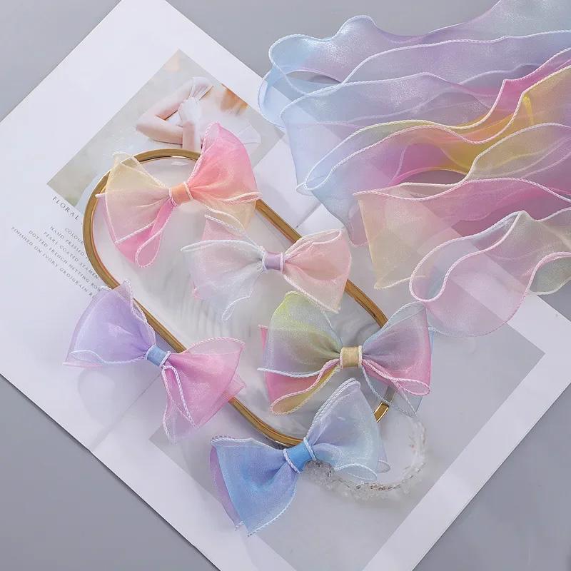 10 ярдов Волнистый край 6 см шириной Упаковка подарков Градиент Швейные принадлежности Аксессуары для рукоделия для головного убора Шляпа DIY Рыбий хвост Пряжа