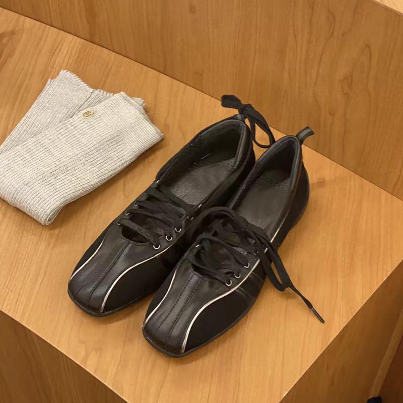 Niche Style White Lace-Up Ballet Flats for Women - 2025 Spring/Autumn Casual Mary Jane Shoes