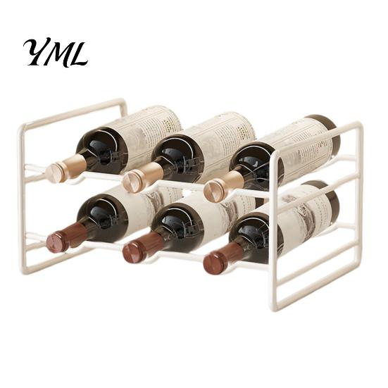 Kitchen Pantry Storage Iron Wine Rack, Curved Grooves, Countertop Cabinet Shelf, Compact Bottle Stand Metal Holder, for Cupboard And Stable Rack