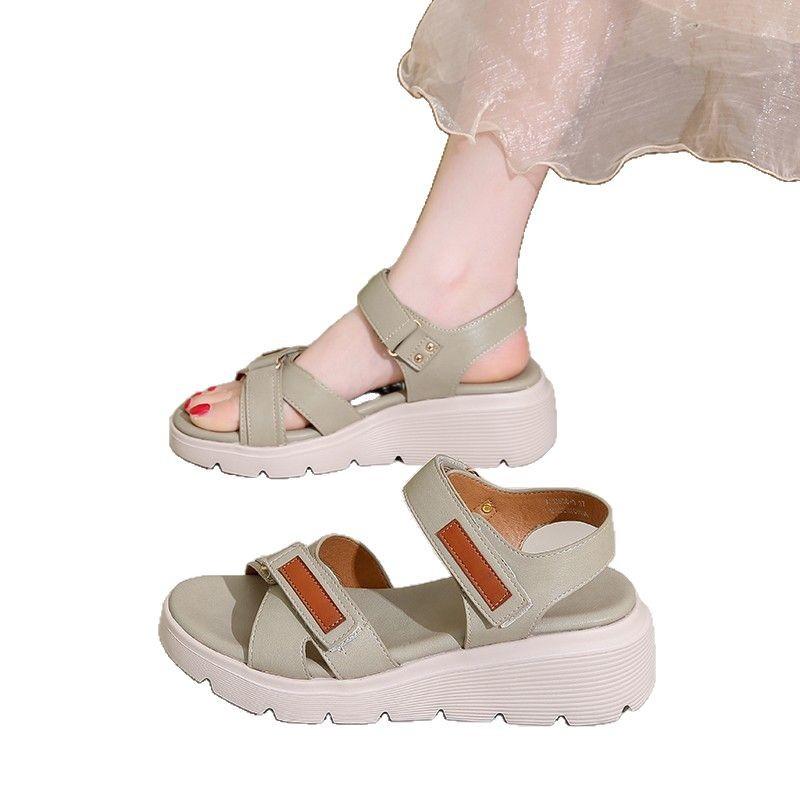 Summer women's ultra-light height gain is not tired of foot sandals 2025 new non-slip thick-soled wedge Roman shoes
