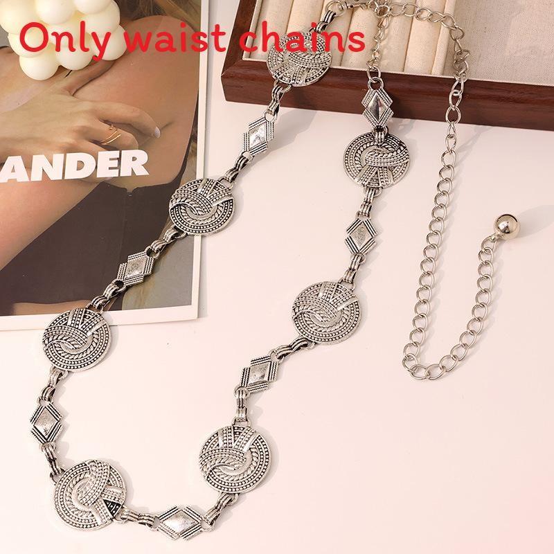 Retro Metal Waist Chain With Geometric Design For Boho Women Accessories