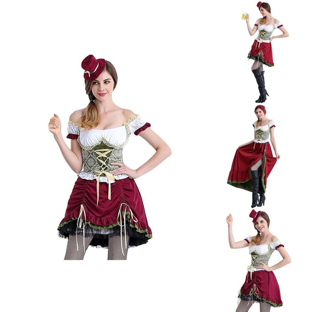 Октоберфест Баварское Дирндль Костюм Косплей Пивной Девушки С Пышными Рукавами