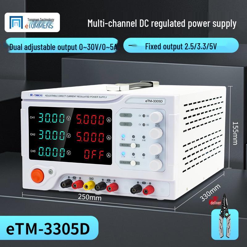 Регулируемый источник питания постоянного тока с двумя выходами eTM3303D/eTM3305D - 30В 3А/5А, трехканальный для ремонта мобильных телефонов