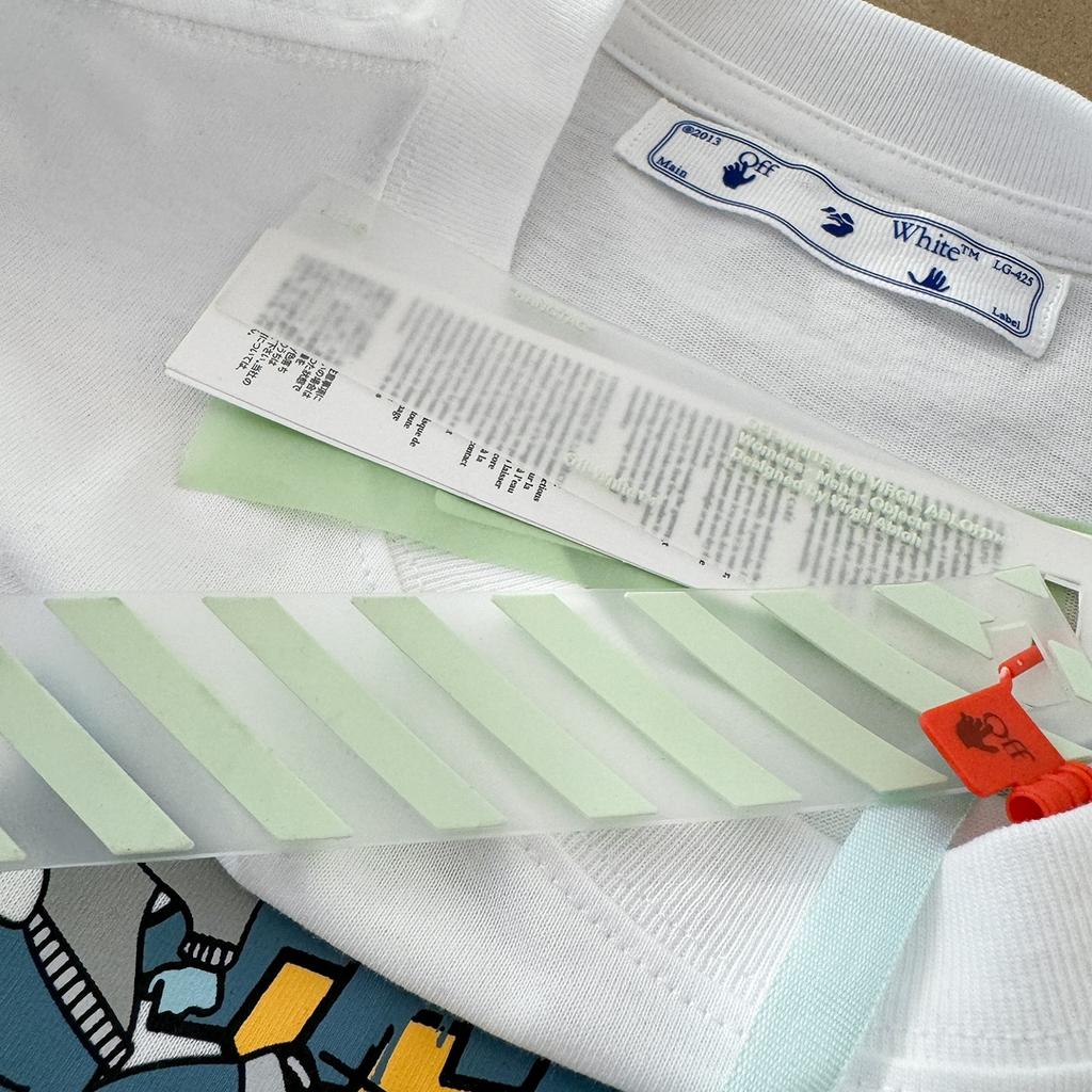 Off-White 2025 Лето Новинка Run Quickly Blue Man Футболка с принтом желтой стрелки и короткими рукавами для мужчин и женщин Парная футболка