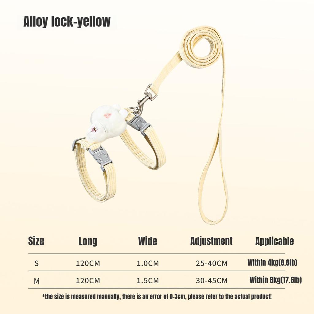 Набор шлейки, поводка и ошейника для кошки, регулируемая мультяшная пчела, двухслойная шлейка для собаки, для маленьких и средних питомцев, аксессуары для ошейника