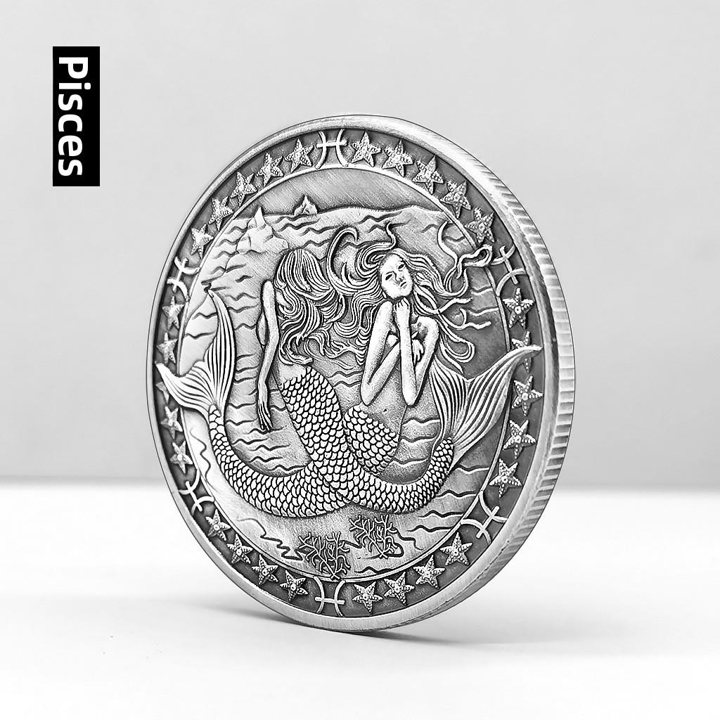 Серебряные монеты со знаками зодиака, Двенадцать знаков зодиака, Креативные монеты, Козерог, Лев, Дева, Металлические подарки