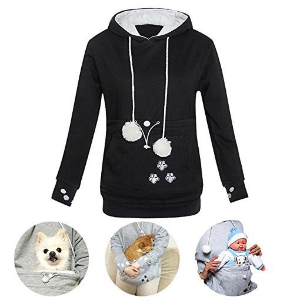 Свитер с большой вышивкой Japanese Cat Dog Kangaroo Pet Pack Свитер с капюшоном