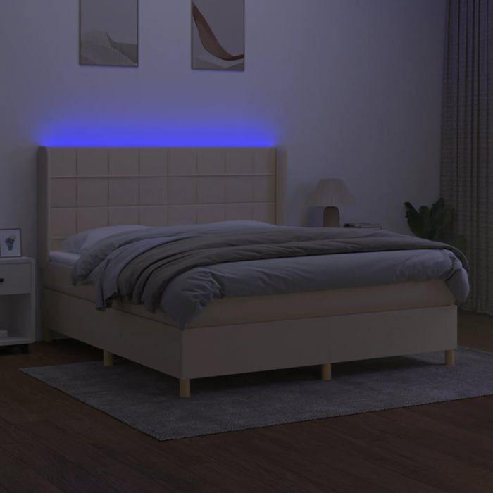 VidaXL Slat Bed Base with Mattress and LED, Upholstered Bed, Double Bed, Adult Bed for Interior Bedroom, 3138890