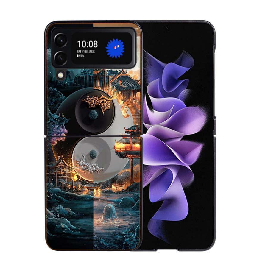 Баланс Стихий Вечный Инь-Ян Чехол для Телефона Для Samsung Z Flip 7 6 5G Galaxy Z Flip4 Z Flip5 Z Flip3 Чехол Черный Жесткий ПК