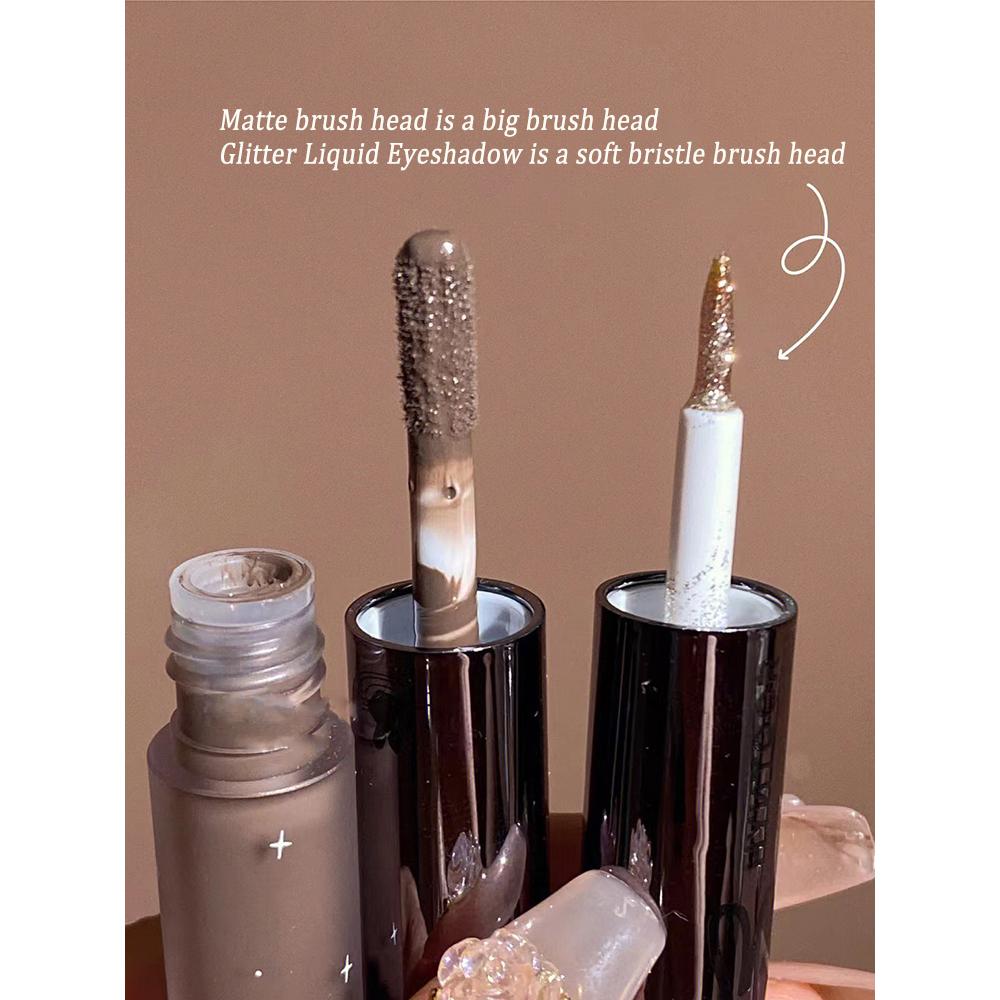 Жидкие тени для век Cool Black Series, перламутровая подводка для глаз, блестящие блестки, ручка шелкопряда, подсветка косметики для глаз, блестящий макияж