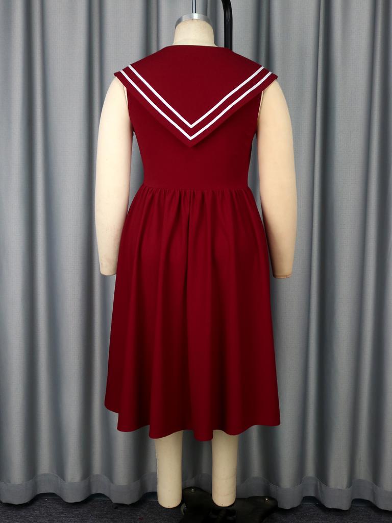 Повседневное А-силуэтное платье для женщин с матросским воротником и деталью в виде галстука-бабочки, без рукавов, плиссированное миди-дизайна, элегантный винтажный стиль, летние повседневные наряды