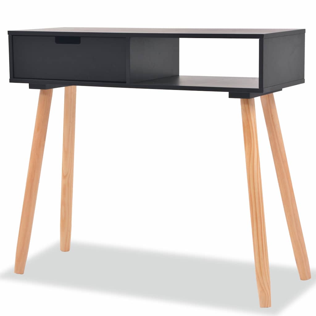 Console Table Solid Pine Wood 80 x 30 x 72 cm Black