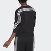 adidas Свитшот женский с тремя полосками по бокам, свободного кроя, с круглым вырезом, черный GL0343