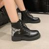 Женские весенне-осенние новые модные универсальные и удобные ботинки Мартин на шнуровке спереди на толстой подошве большого размера