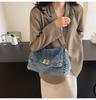 Retro Casual Denim Bag Women's 2024 New High-end Chain Shoulder Bag Large-capacity Commuter Tote Bag