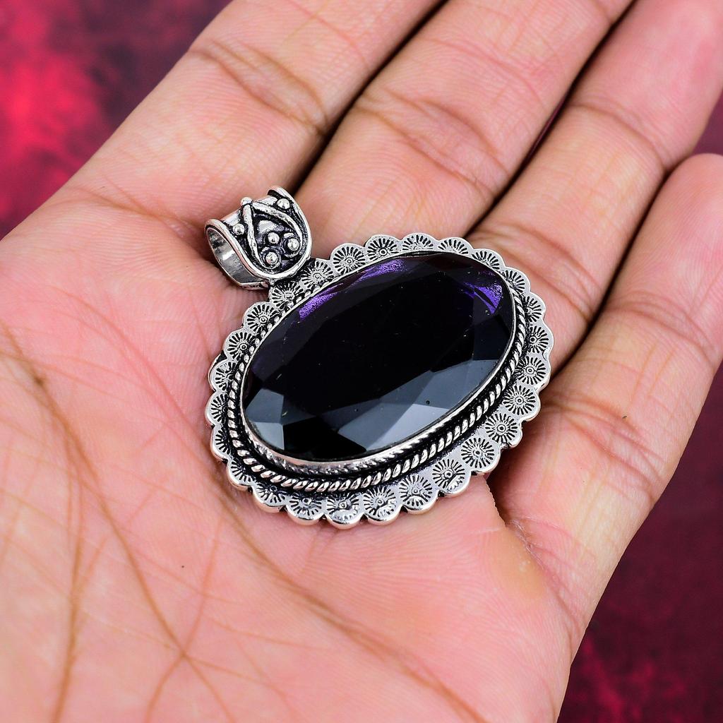 Подвеска с аметистом, ювелирные изделия из драгоценных камней, подвеска из цельного серебра 925 пробы, подарок для женщин, подвеска ручной работы