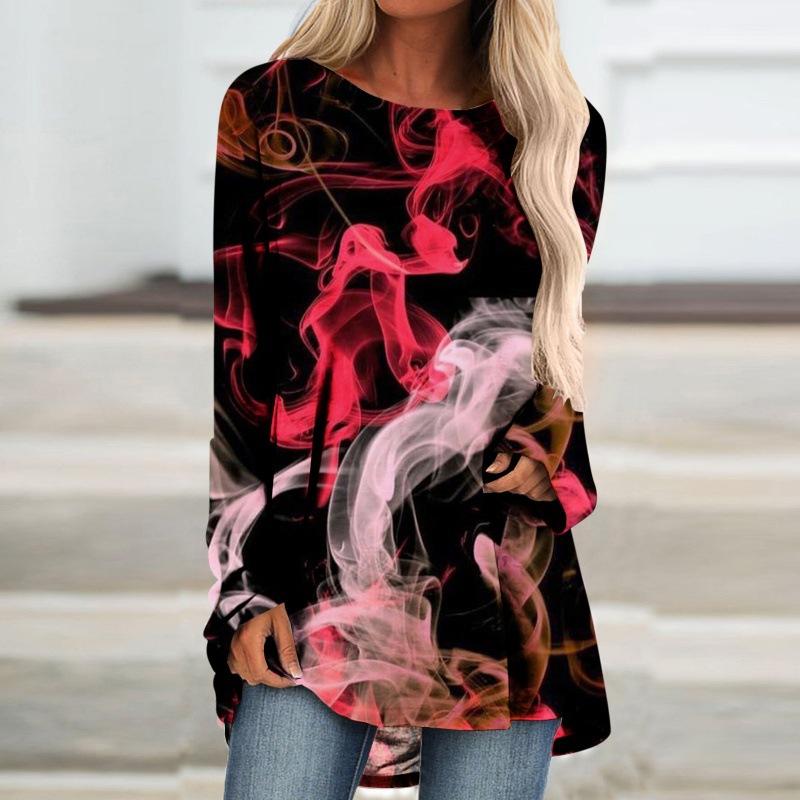 GMXIA Women's Fashion Casual Summer Long Sleeve O-Neck Blouses & Shirts