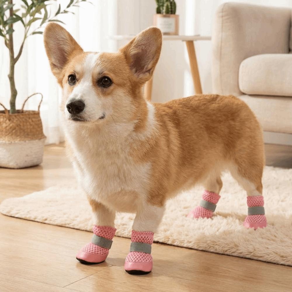 4PCS/SET Wear Resistant Dog Mesh Shoes Breathable Dog Net Shoes For Dogs Cats