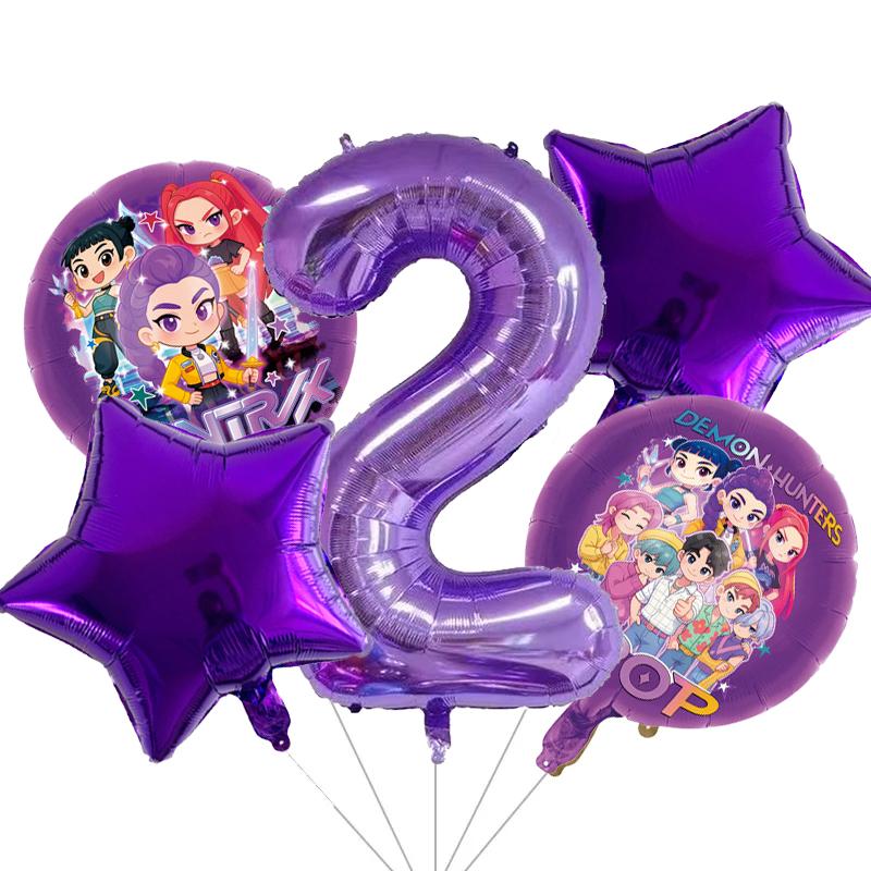 Kpop Demon Hunters Children's Birthday Party Decoration Ball Number Digit 1-10 Balloon Set Baby Shower Party Supplies Gift Toy