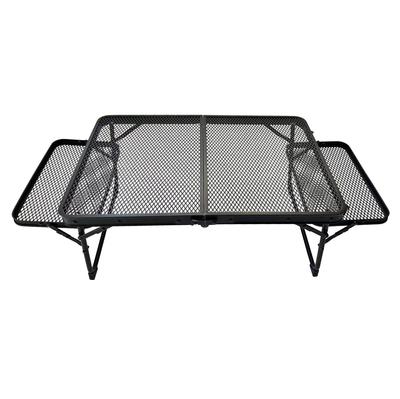 OUTDOORSHIN Железный сетчатый мини-стол с боковым столиком, расширяемый костер, термостойкий стол, интегрированный складной стол, легкий компактный кемпинг на открытом воздухе