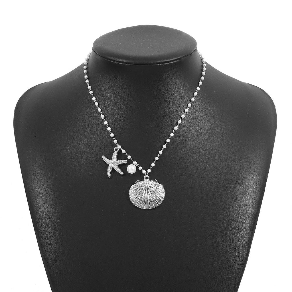N12010 New Ocean Series Pearl Necklace, Light Luxury French High-end Starfish Shell Collarbone Chain
