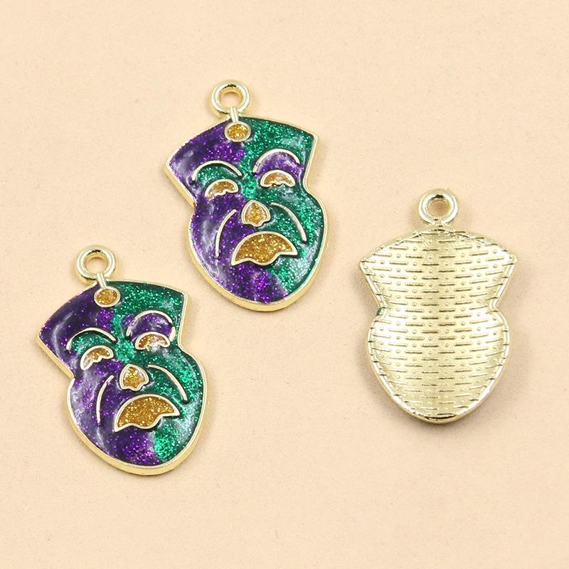 10 Styles Gold Drop Oil Pendant Charms for DIY Creative Mask & Party Jewelry Accessories