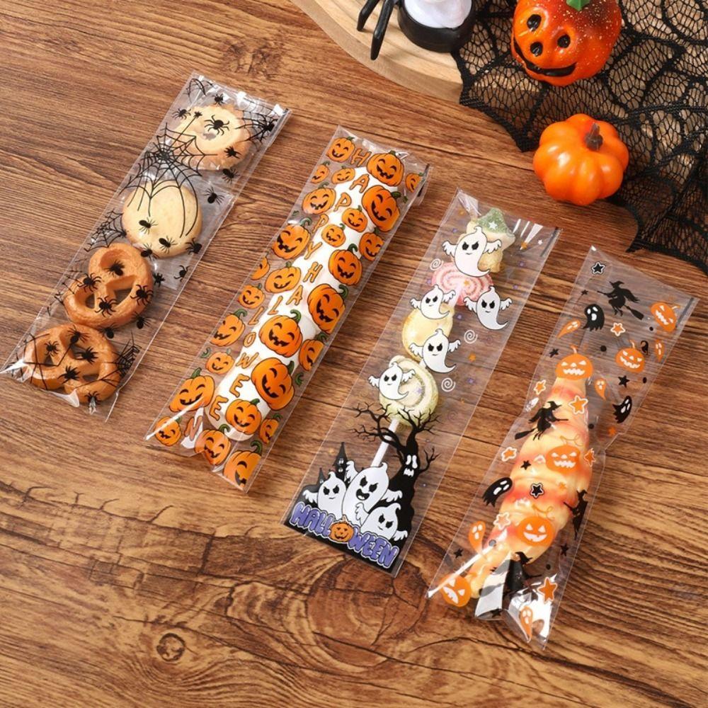50/100PCS Multicolor Halloween Candy Bag Mixed Printed Wrapping Bag Party Supplies