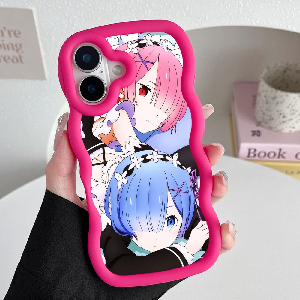 Чехол для мобильного телефона ReZero Rem Ram с волнистым краем из ТПУ для iPhone 17 16 15 14 13 12 11 Air Pro Max Plus Цветная крышка
