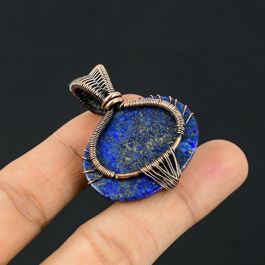 Древо Жизни Синий Сапфир Драгоценный Камень Медная Проволока Обруч Ручной Работы Кулон Ювелирные Изделия Для Свадебный Подарок