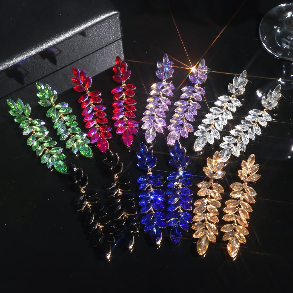 Fashion Colored Glass Rhinestone Long Earrings Women, Luxury Stud Earrings, Ear Jewelry Earrings