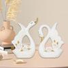 2Pcs Couple Swan Statues Art Crafts Figurine Sculpture Ornament for Cabinet Entrance Decoration