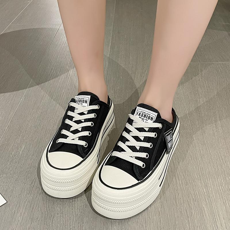 Fashion 2025 New Summer Thick Slippers Fashion Casual Women Sandals Canvas Bottom Heightening Shoes Female Indoor Women Sneakers