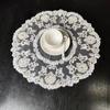 European Round Embroidery Lace Table Mat Living Room Bedroom Study Nightstand Cover Cloth Coaster Fruit Tray Kitchen Decoration