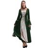 Women's Medieval Clothing Vintage Court Long Dress Strap Waist Gold Diamond Fleece Dress