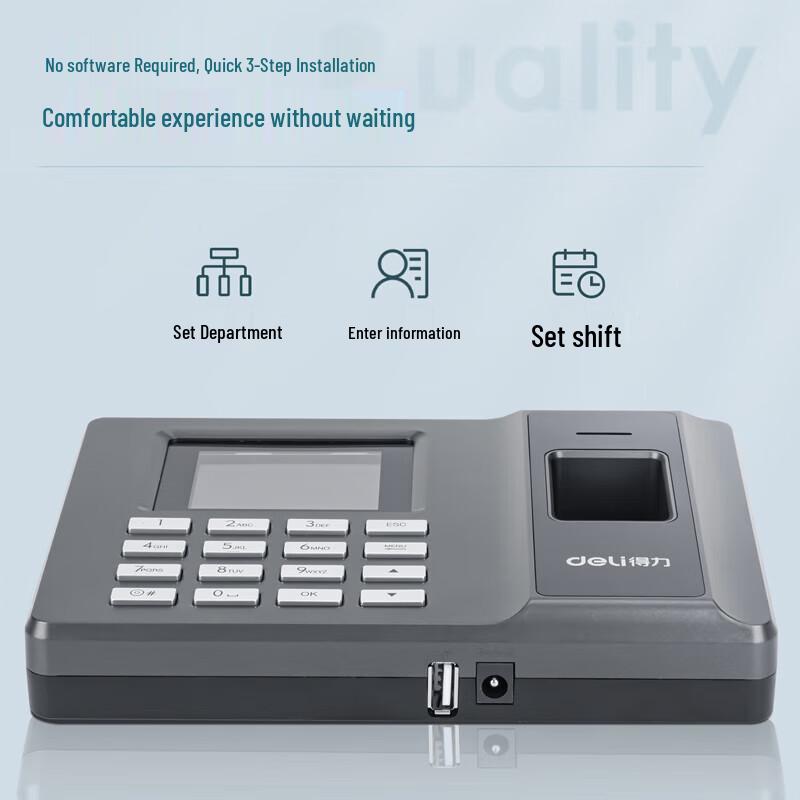 Deli Fingerprint Time Attendance Machine CN plug (adapter included)