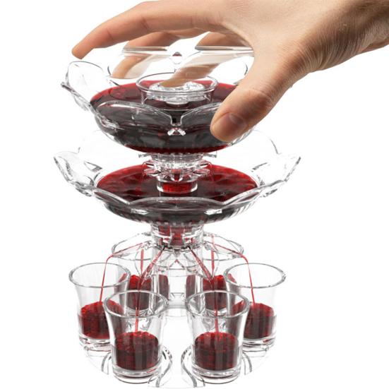 Yousheng Double Layer Drink Dispenser with 6 Shot Glasses Acrylic Liquor Dispenser Wine Divider Quick Pour Bar Accessories